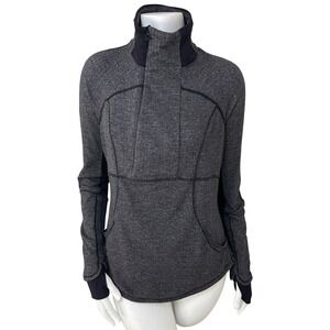 Lululemon Base Runner 1/2 Zip Pullover Herringbone Black White Size 10